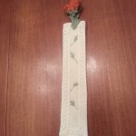 Segnalibro in lino ricamato con pizzo, foglie crochet